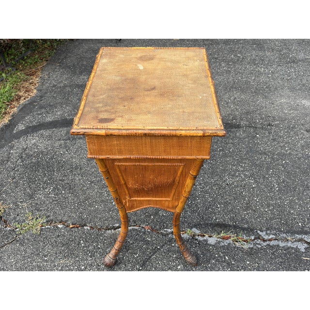 Late 19th Century Wicker Bamboo Side-Table For Sale - Image 4 of 13