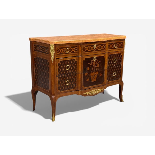 Louis Xvi, Commode, Bronze, Parquetry, Faux Marble, France, 20th C. For Sale - Image 4 of 15