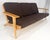 Solid Oak Frame Brown Upholstery MCM Style 3 Seat Sofa Clean! For Sale - Image 16 of 16