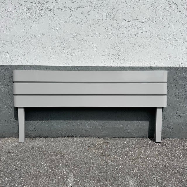 1980s Postmodern Lights Gray Gloss Laminate King Size Headboard For Sale - Image 5 of 5