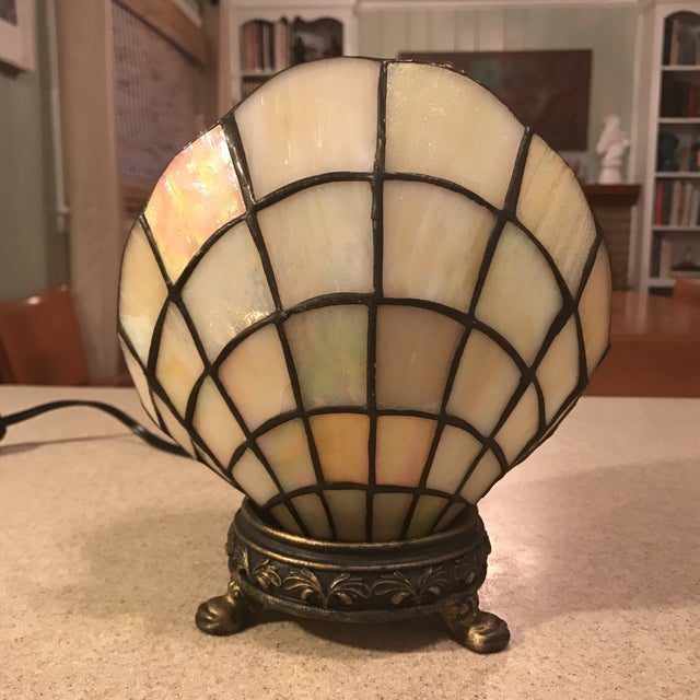 Vintage Stained Glass Clam Shell Lamp Chairish