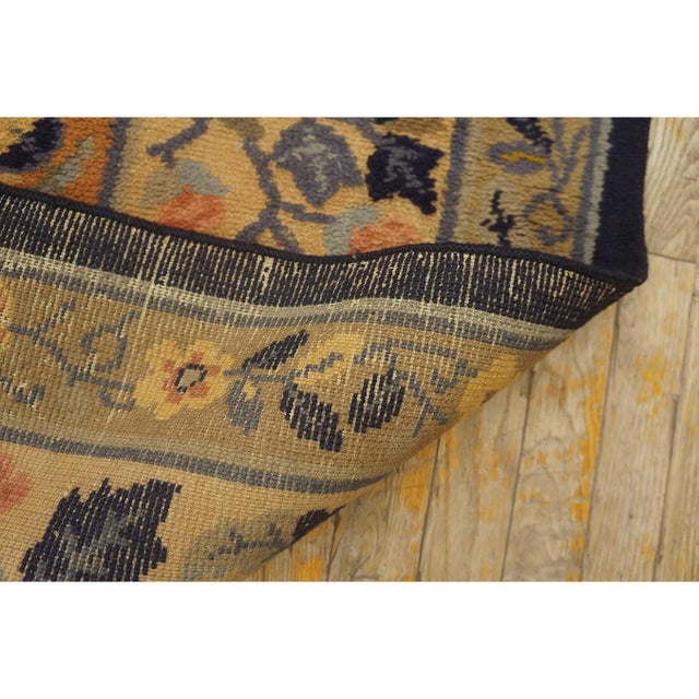 Navy Blue 1920s Navy Floral Deco Antique Chinese Peking Handknotted Wool Rug 9' 7" X 13' For Sale - Image 8 of 8