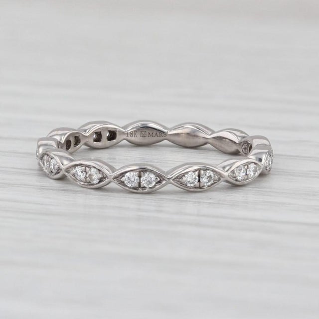 Silver 0.20ctw Diamond Band 18k White Gold Stackable Wedding Ring Size 6 For Sale - Image 8 of 8