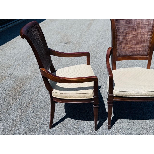 Vintage 1960s Drexel Heritage Mahogany Oval Dining Table & 4 Cane Back Chairs For Sale - Image 12 of 13