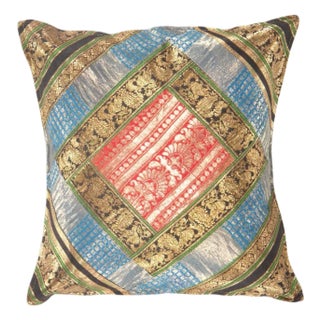 Pasargad DC Vintage Sari Silk Square Pillow Case For Sale