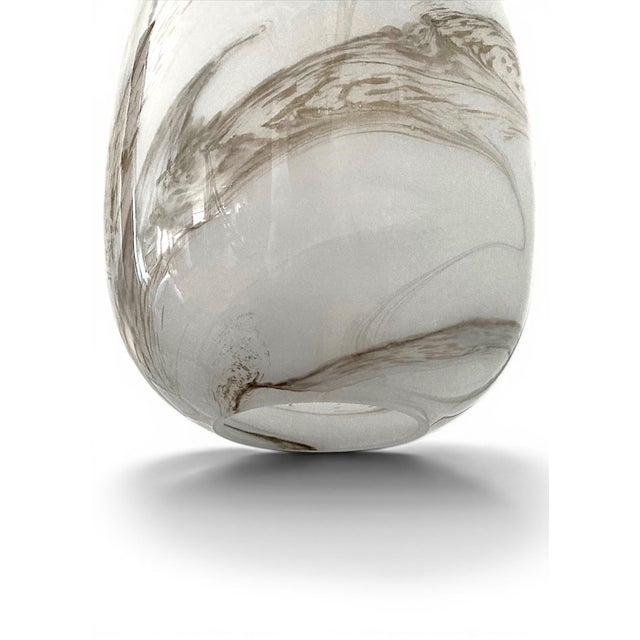 2020s Italian Handblown Faux Alabaster Glass Pendant With Brass Chain and Fittings For Sale - Image 5 of 18