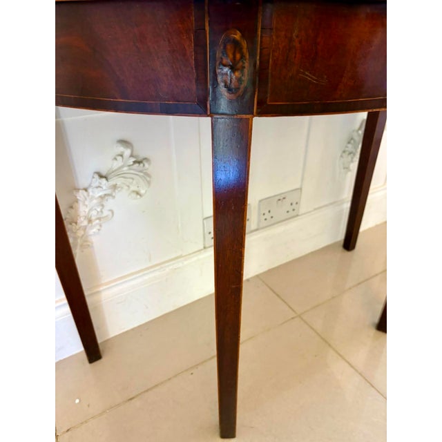 Antique George III Mahogany Inlaid Demi Lune Shaped Console Table, 1780 For Sale - Image 13 of 14