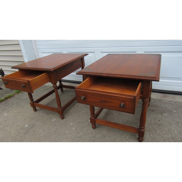 Hitchcock Vintage Pair of Hitchcock End Side Tables Farmhouse Designer For Sale - Image 4 of 9