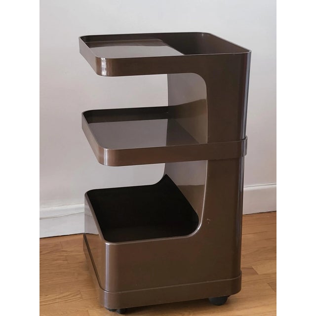 Brown Plastic Trolley on Wheels attributed to Marc Held for Prisunic, France, 1970s For Sale - Image 4 of 13