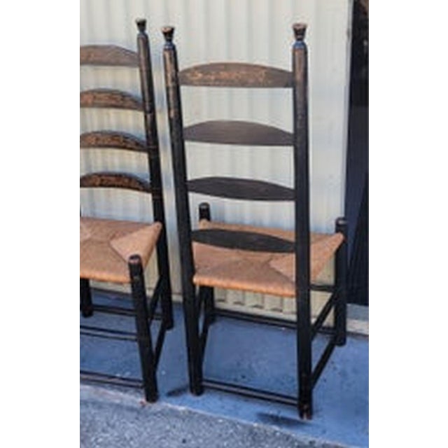 Set of Four Mid 19th Century Decorated Ladder Back Chairs For Sale - Image 4 of 8
