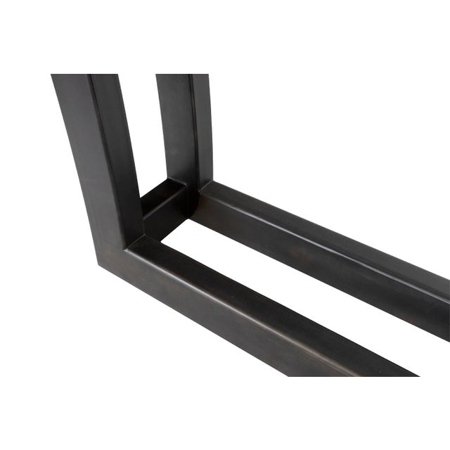 Modern Modern Console Table With Limestone Top and Steel Base For Sale - Image 3 of 9