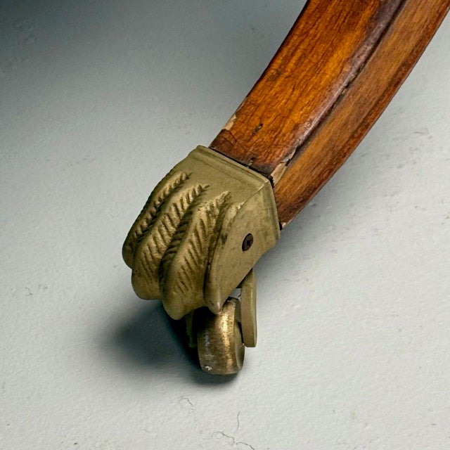 Neoclassical, English Regency Rolling Benches, Carved Wood, Bronze