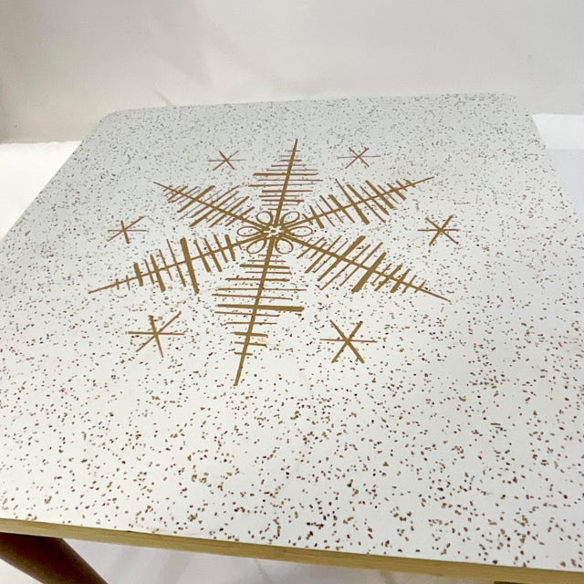 Mid-Century Modern Atomic Starburst Laminate Side Tables - A Pair For Sale - Image 9 of 11