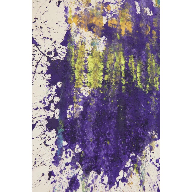 "Purple Yellow Double" Large Abstract Acrylic Performance Painting by Simon Findlay For Sale - Image 6 of 12