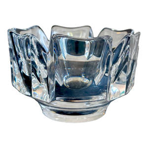 Vintage Orrefors Corona Bowl Made in Sweden, Signed Scandinavian Glass Decor 1970s – Crystal Art Glass – Mid Century Modern Decor
