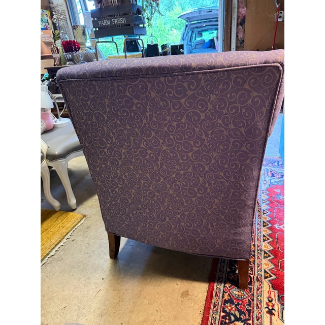 Plush Purple Upholstered Club Armchair For Sale - Image 11 of 12