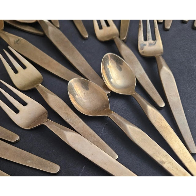 Bronze Vintage Nickel Bronze 54 Piece Flatware Set - For Sale - Image 8 of 12