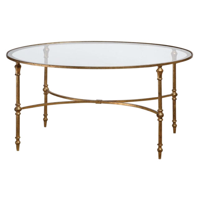 Regency Gold Oval Cocktail Table For Sale
