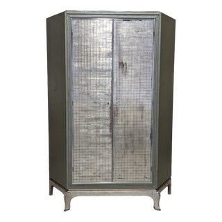 Vintage Silver Textured Wardrobe For Sale