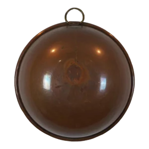 Vintage Spun Copper Farmhouse Mixing Bowl Rolled Edge With Brass Hanging Ring