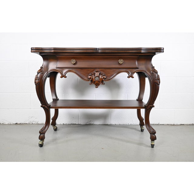 Karges Furniture Louis XV French Provincial Flip Top Walnut Server For Sale - Image 13 of 13