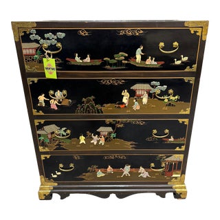 Vintage Chinoiserie 4 Drawer Chest For Sale