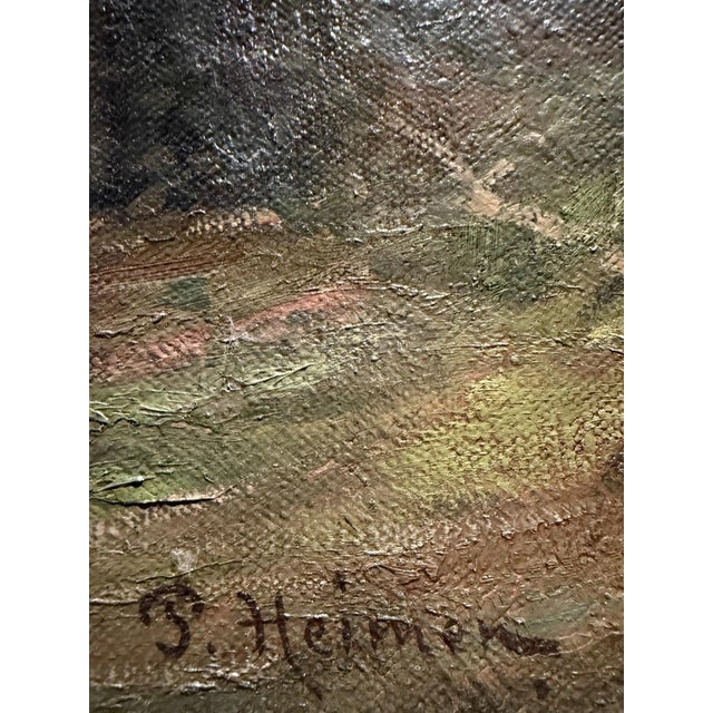Paul Heimen, Rest in the Woods, Forest Landscape, Farmers, Campfire, Oil Painting on Canvas For Sale - Image 7 of 13