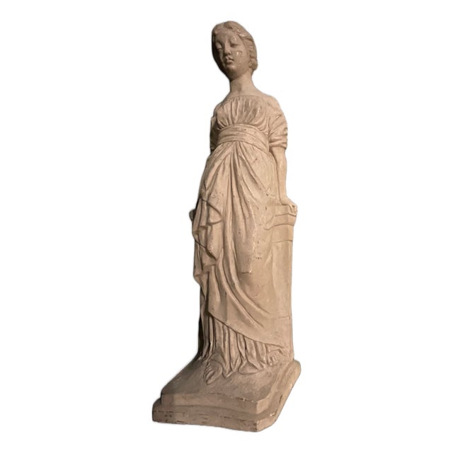 Vintage Neoclassical Empire Style Female Figurine in Cast Stone, 1800s For Sale