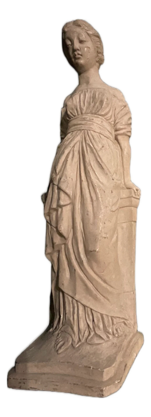 Vintage Neoclassical Empire Style Female Figurine in Cast Stone, 1800s