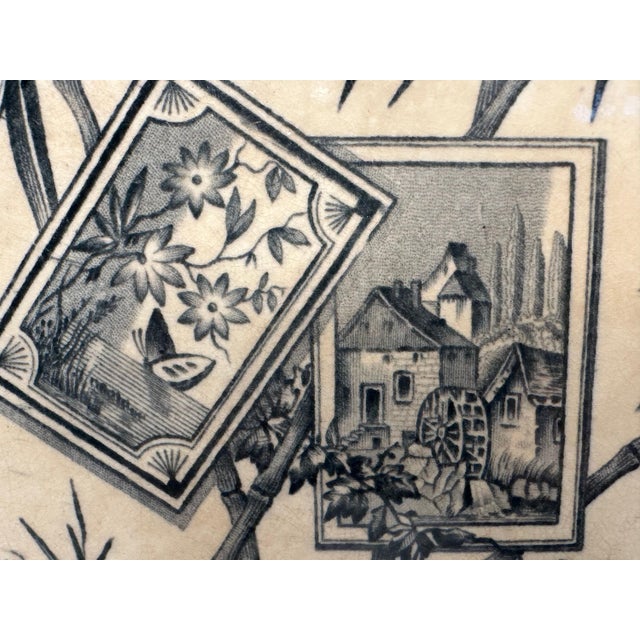 Traditional Antique Aesthetic Movement Plate, John Meir Bamboo Transferware For Sale - Image 3 of 8