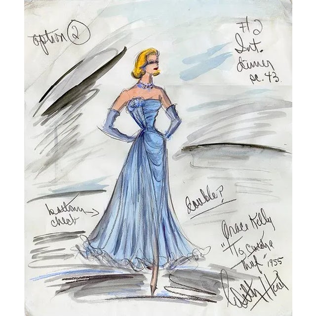 CHAIRISH EXCLUSIVE: AVAILABLE AT CHAIRISH ONLY. Rare reproduction of original costume sketch by Edith Head for actress...