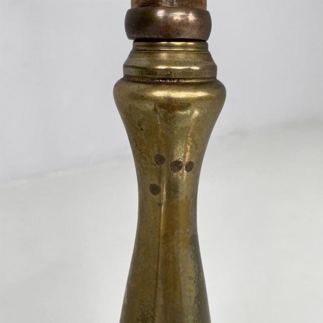 Italian Art Deco Round Velvet and Brass Floor Lamp, 1940s For Sale - Image 18 of 18