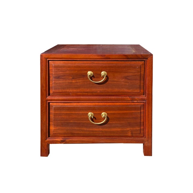 Oriental Brown Stain 2 Drawers End Table Nightstand Cabinet For Sale In San Francisco - Image 6 of 6