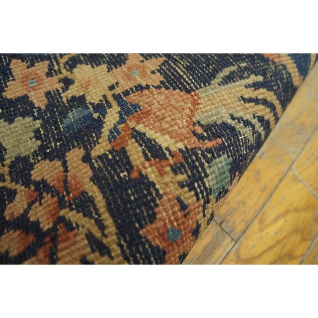 Navy Blue 1920s Blue Birds Art Deco Pair of Chinese Peking Carpets 2'x2' Knotted Wool Rugs For Sale - Image 8 of 9