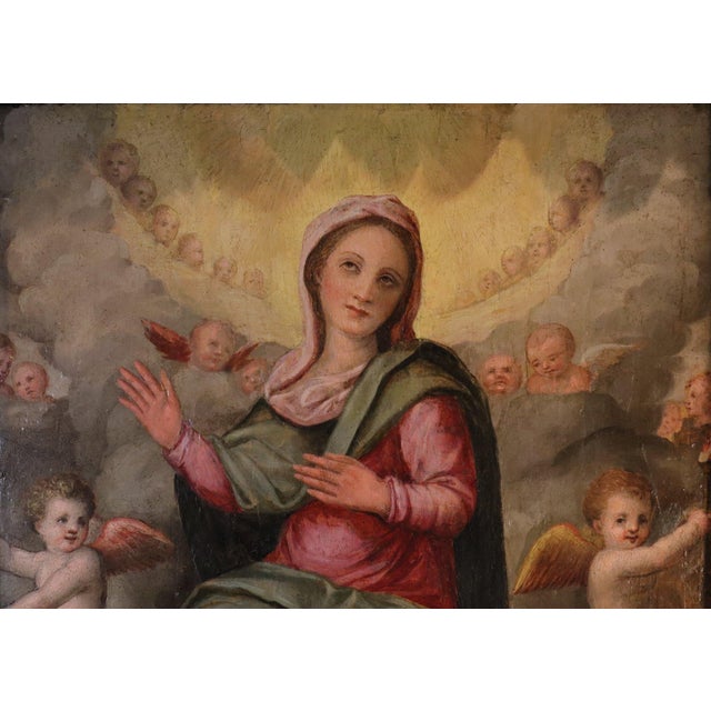 Giovanni Balducci Detto Il Cosci, Madonna in Glory Among the Angels, 1600, Oil on Board For Sale - Image 4 of 14