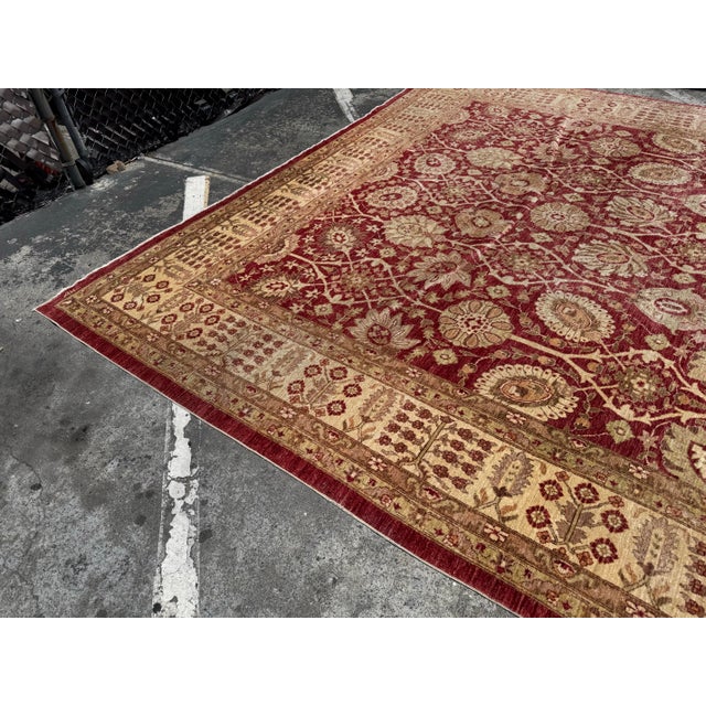 Tan 13ft × 17ft 10in Hand Knotted Afghani Wool Rug For Sale - Image 8 of 12