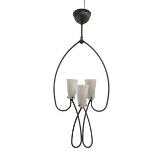 Iron Chandelier with Cone-Shaped Glass For Sale