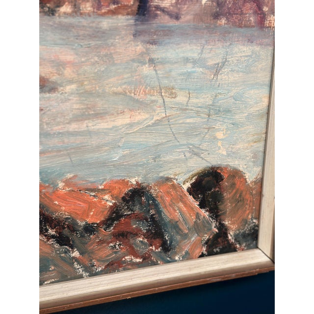Coastal Landscape, 1960s, Oil Painting on Panel, Framed For Sale - Image 6 of 12