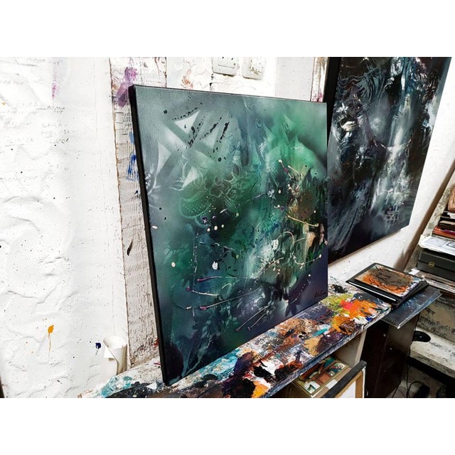 “The Hidden Calligraphy of Soft Moss and Time” (60 x 60 cm), part of Ovidiu Kloska’s series Between the Dark and Divine,...