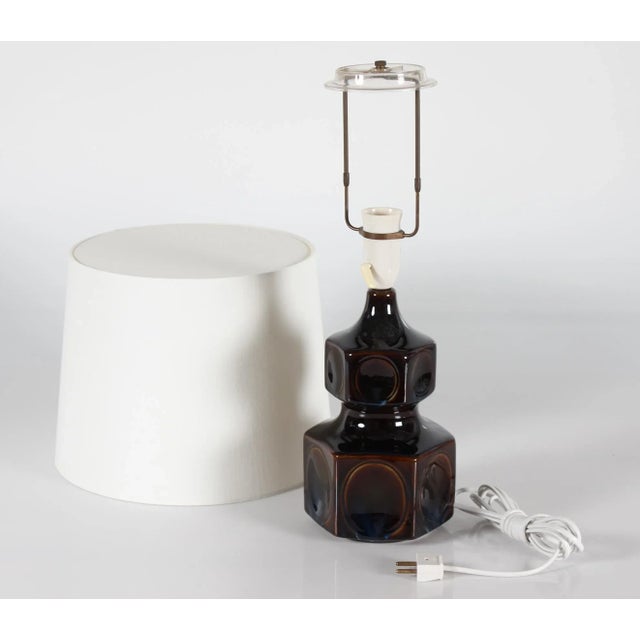 Glossy Dark Glaze Stoneware Table Lamp by Einar Johansen for Søholm Stentøj, 1960s For Sale - Image 10 of 11