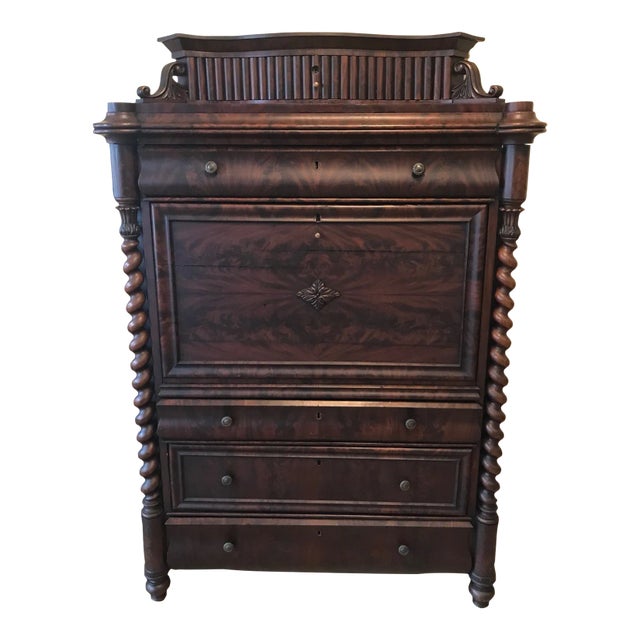 1840s Mahogany German Empire Secretary Desk For Sale