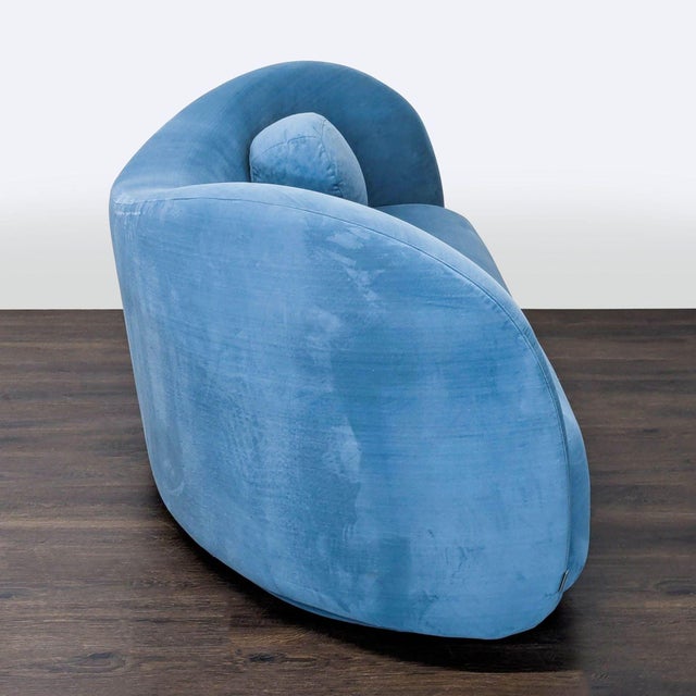Rove Concepts Diane 3-Seat Modern Blue Velvet Sofa For Sale - Image 4 of 8