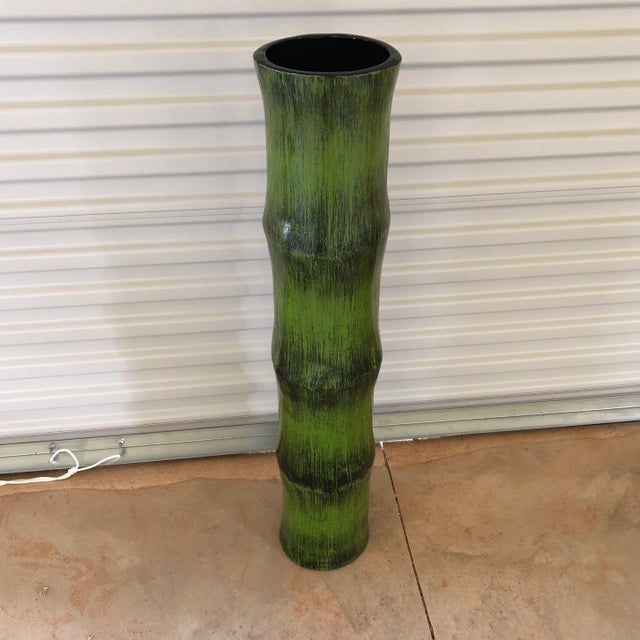 2000s Green Bamboo Floor Vase For Sale - Image 4 of 4
