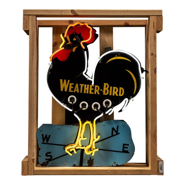 Vintage Weather-Bird Shoes Single-Sided Porcelain Neon Sign For Sale