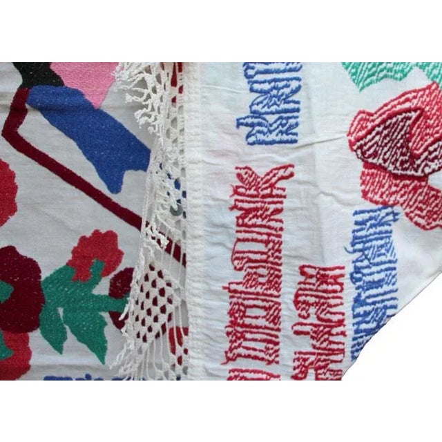 1920s Suzani Hand Embroidered Lovers Lace Wall Hanging For Sale - Image 5 of 5