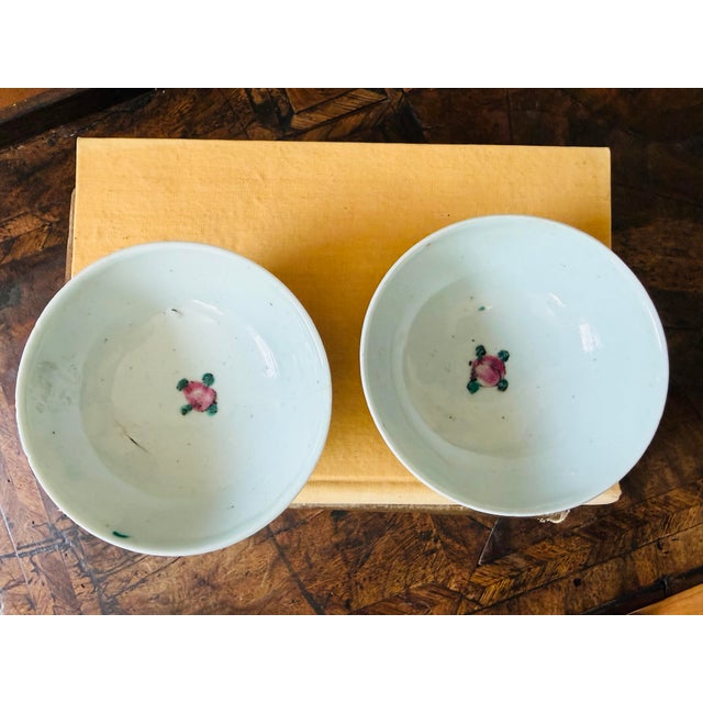 Chinoiserie Antique Chinese Famille Rose Porcelain Bowls - Pair For Sale - Image 3 of 12