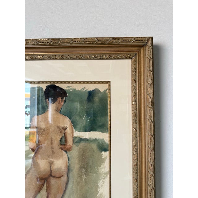 Paint 1961 George Mattson Nude Woman Watercolor Painting, Framed For Sale - Image 7 of 11