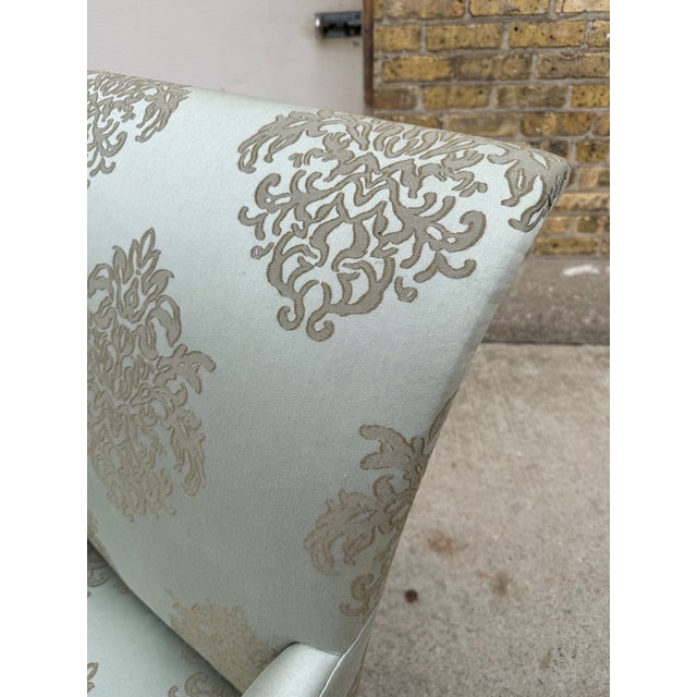 Dessin Fournir Modern Damask Upholstered Werth Dining Arm Chairs- A Set of 7 For Sale - Image 13 of 14