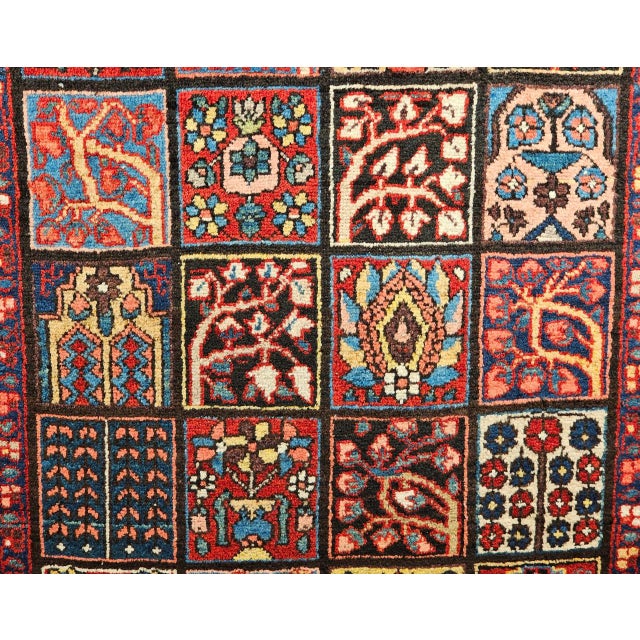 Vintage Persian Bakhtiari Rug, Hand-Knotted Wool, Allover Garden Panel Pattern, Pale Yellow & Red,5x7 For Sale - Image 13 of 16