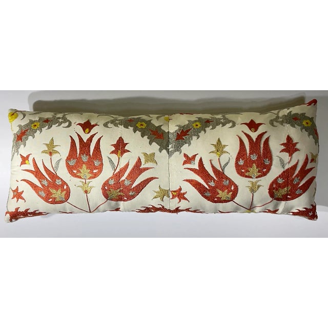 Vintage Uzbek Suzani Hand-Embroidered Pillow For Sale - Image 9 of 11